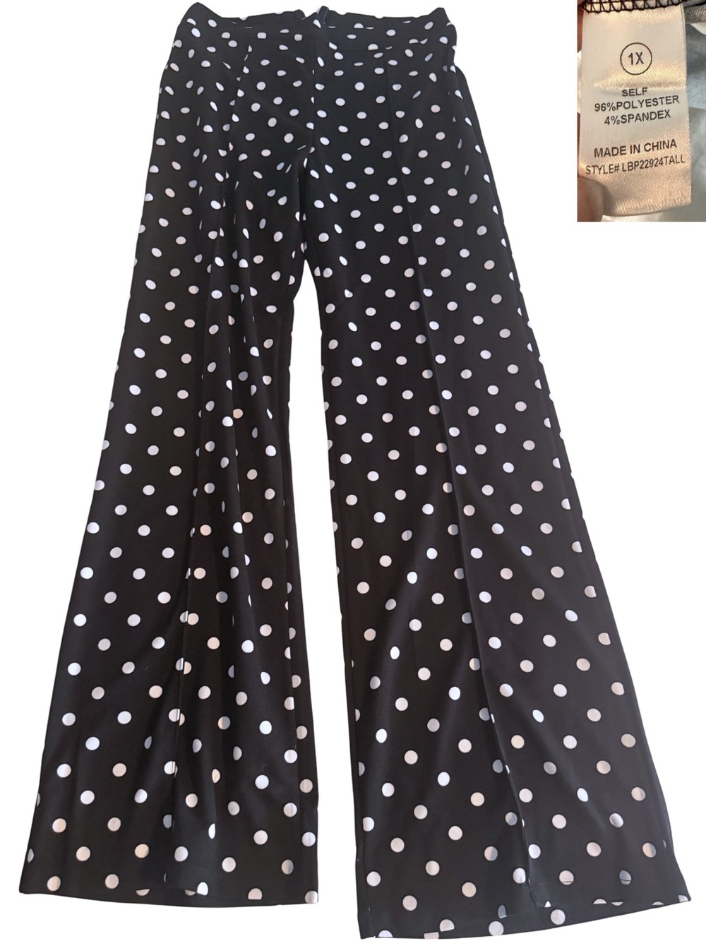 Black Polka Dot Wide-Leg Pants